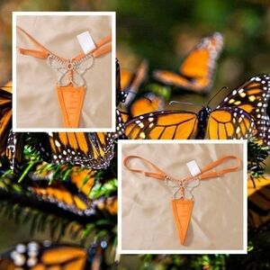 Butterfly G-String Panty in Orange Rhinestone Embellished
